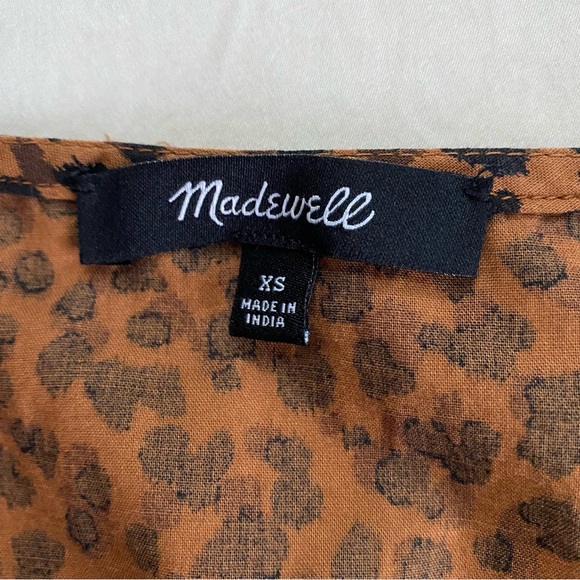 Madewell‎ Flutter-Sleeve Wrap Mini Dress in Painted Leopard Size Extra Small - Picture 7 of 12